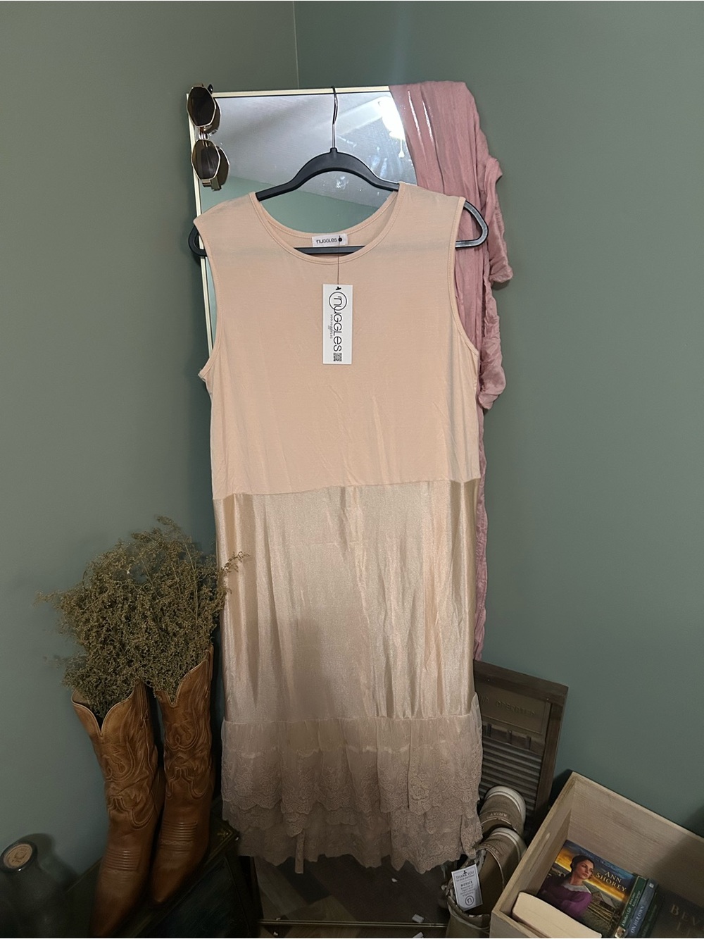 Sleeveless cream slip dress